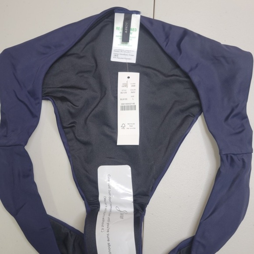 New J.Crew Curved-Waist Cheeky Bikini Bottom Womens L Blue Swim NWT BC125 - Picture 3 of 5